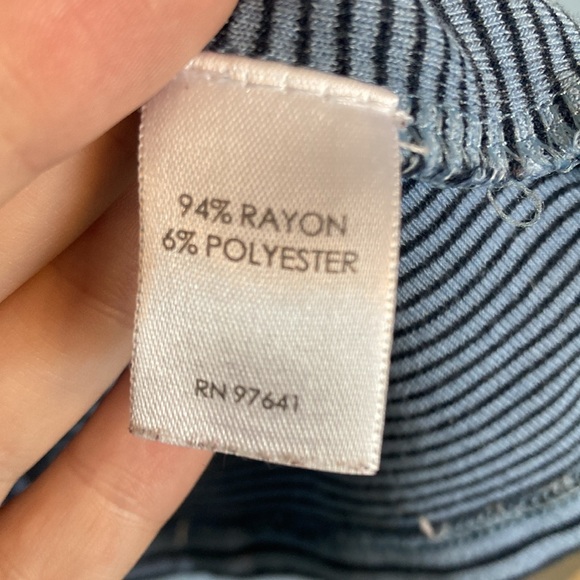 J Jill Womens Sz M Blue Black Small Stripes Long Sleeve Knit Shift T-Shirt Dress - Picture 5 of 10